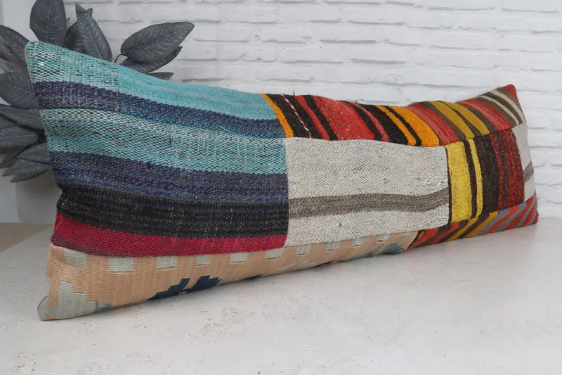 Anatolian Cushion Case, Pillow for Sofa, Cushion Case, 16x48 Red Pillow Sham, Handmade Kilim Cushion, Custom Pillow Cover, Kilim Pillow - 4