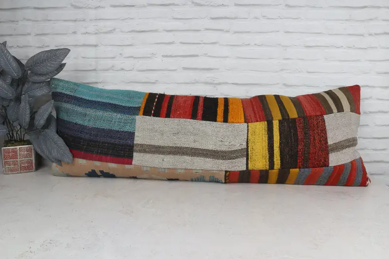 Anatolian Cushion Case, Pillow for Sofa, Cushion Case, 16x48 Red Pillow Sham, Handmade Kilim Cushion, Custom Pillow Cover, Kilim Pillow - 1