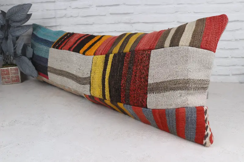Anatolian Cushion Case, Pillow for Sofa, Cushion Case, 16x48 Red Pillow Sham, Handmade Kilim Cushion, Custom Pillow Cover, Kilim Pillow - 5