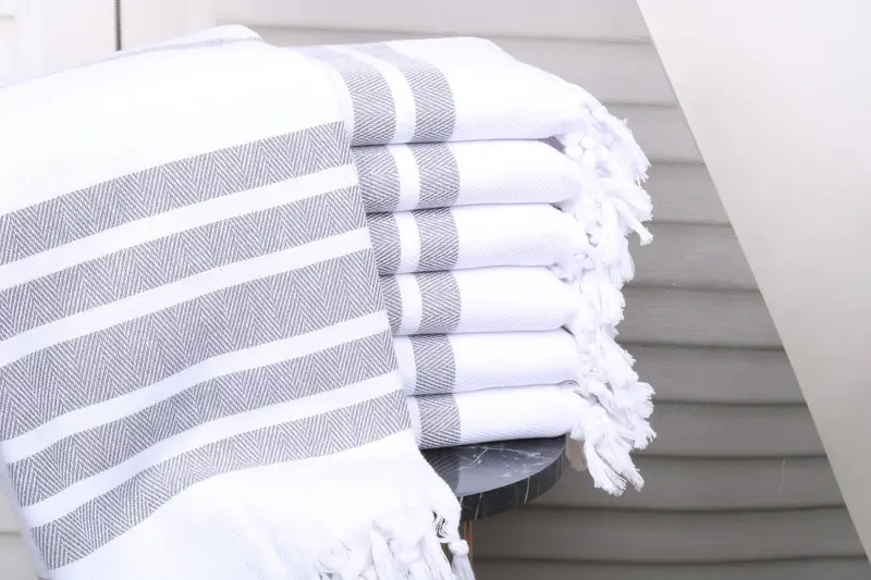 Personalized Beach Towel Dark Gray Chevron, 40x71 Inches