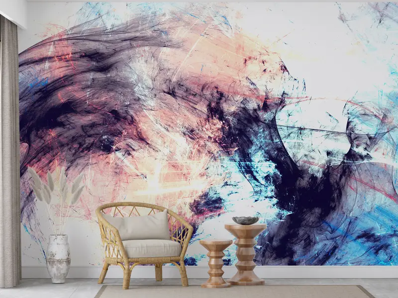 Modern Wall Mural, Black Wall Poster, Contemporary Wall Decor, Abstract Wall Decor, Colorful Wallpaper, Luxury Wall Mural, - 1