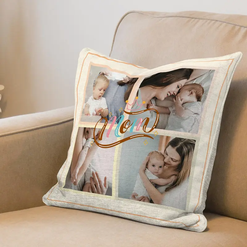 Personalized Photo Pillow Cover, Mother’s Day Gift for Mom, Custom Family Picture Cushion, Memory Keepsake Home Decor - 1
