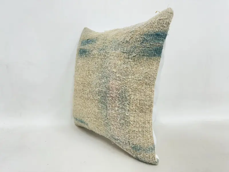 Kilim Cushion Sham, Home Decor Pillow, 16x16 Beige Pillow Case, Pillow Cover, Ethnical Kilim Rug Pillow, Sofa Pillow Sham, Armchair Cushion Cover - 4