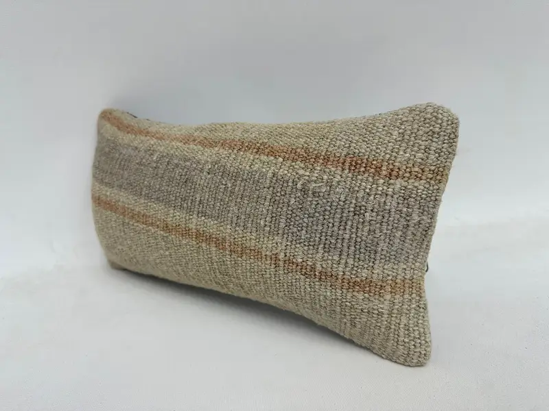 Tribal Pillow Sham, Home Decor Pillow, Turkish Kilim Pillow, Cushion Cover, 8x16 Beige Cushion, Boho Pillow Sham Cover, Turkish Rugs Pillow - 4