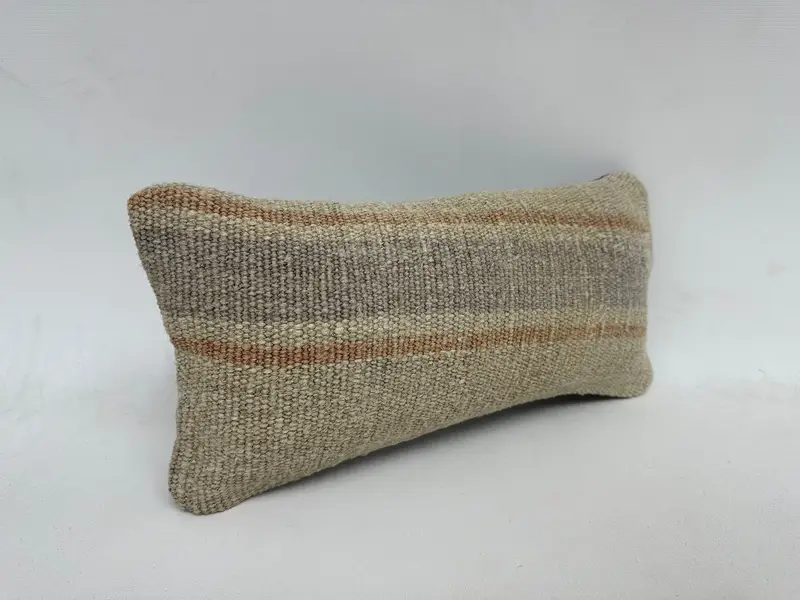 Tribal Pillow Sham, Home Decor Pillow, Turkish Kilim Pillow, Cushion Cover, 8x16 Beige Cushion, Boho Pillow Sham Cover, Turkish Rugs Pillow - 3