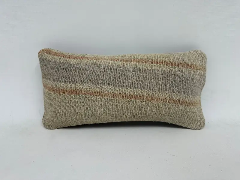 Tribal Pillow Sham, Home Decor Pillow, Turkish Kilim Pillow, Cushion Cover, 8x16 Beige Cushion, Boho Pillow Sham Cover, Turkish Rugs Pillow - 1