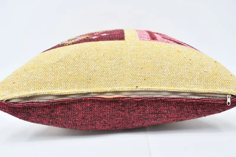 Accent Pillow Sham, Handmade Kilim Cushion, Pillow Case, Home Decor Pillow, Boho Pillow Sham Cover, 24x24 Orange Pillow Case - 5