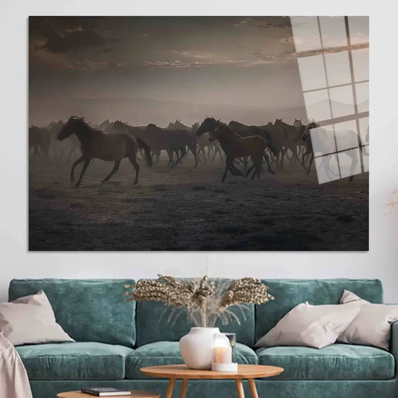 エレガントな馬の恋人キャンバス: 自然風景アートプリント