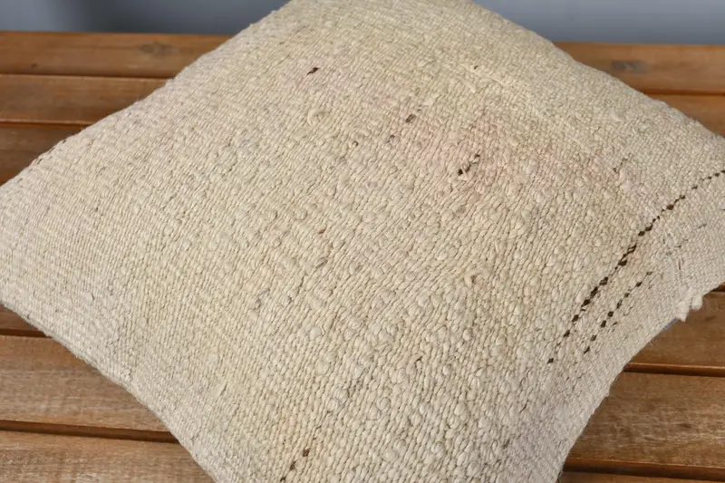 Cushion, Kilim Rug Cushion Case, Turkish Kilim Pillow, Pet Pillow Sham, 14x14 Beige Pillow Cover, Vintage Pillow, Boho Pillow Sham Cover - 3