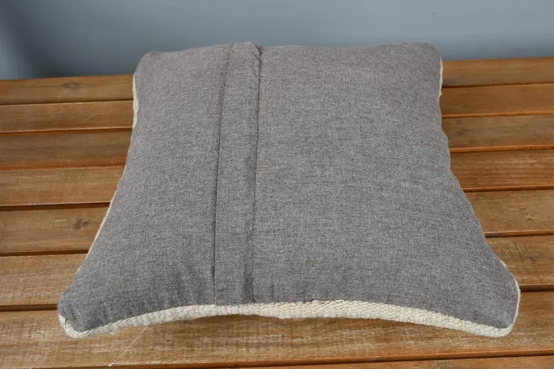 Cushion, Kilim Rug Cushion Case, Turkish Kilim Pillow, Pet Pillow Sham, 14x14 Beige Pillow Cover, Vintage Pillow, Boho Pillow Sham Cover - 5