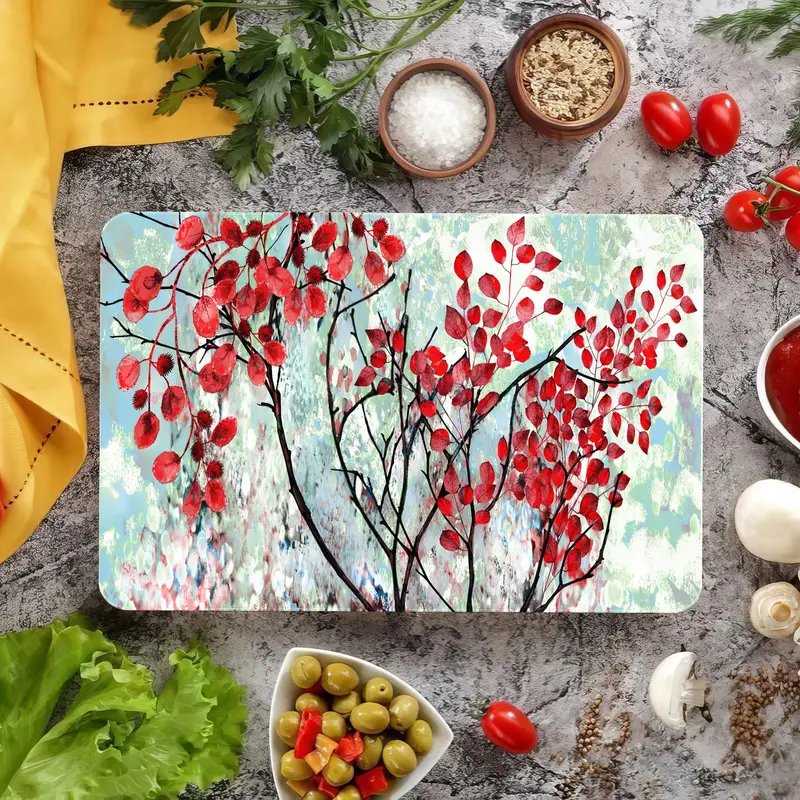 Abstract Glass Cutting Board with Tempered Safety and Modern Design