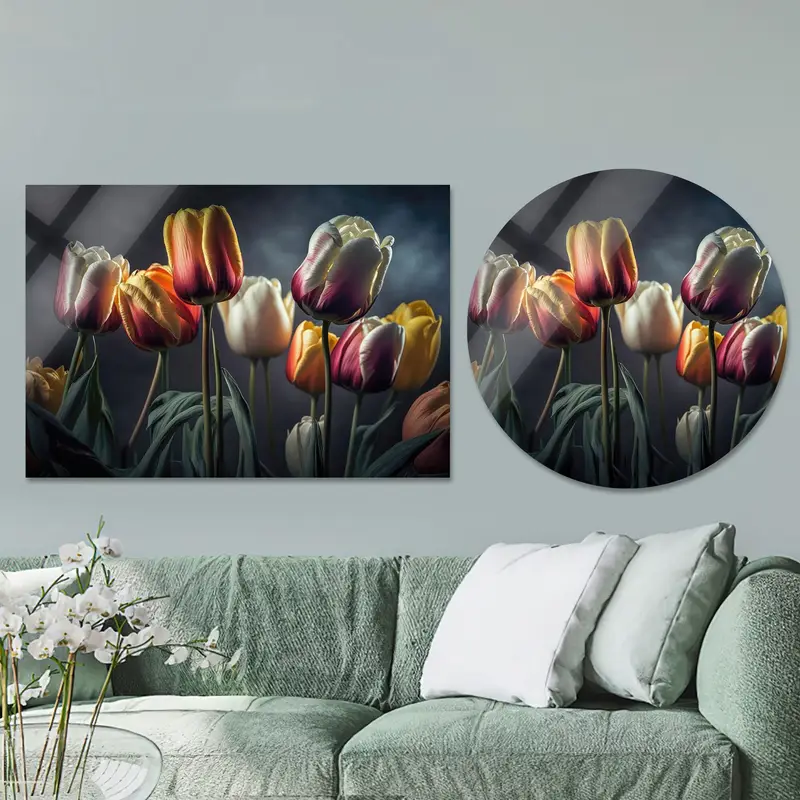 Modern Lale Kanvas: Canlı Oturma Odası Kanvas Tablo