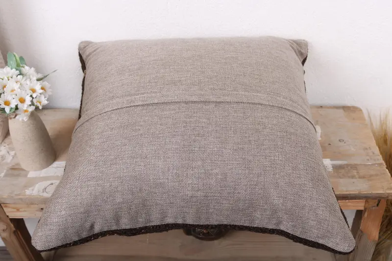 Vintage Pillow, Square Throw Pillow Case, Christmas Cushion Case, Handmade Kilim Cushion, Pillow Cover, 20x20 Brown Pillow Cover, Pillow for Sofa - 7