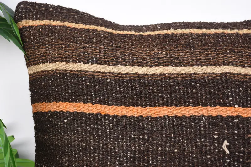 Throw Kilim Pillow, Gift Pillow, Nautical Throw Cushion Case, Vintage Kilim Throw Pillow, Pillow Sham, 20x20 Brown Pillow Case - 2