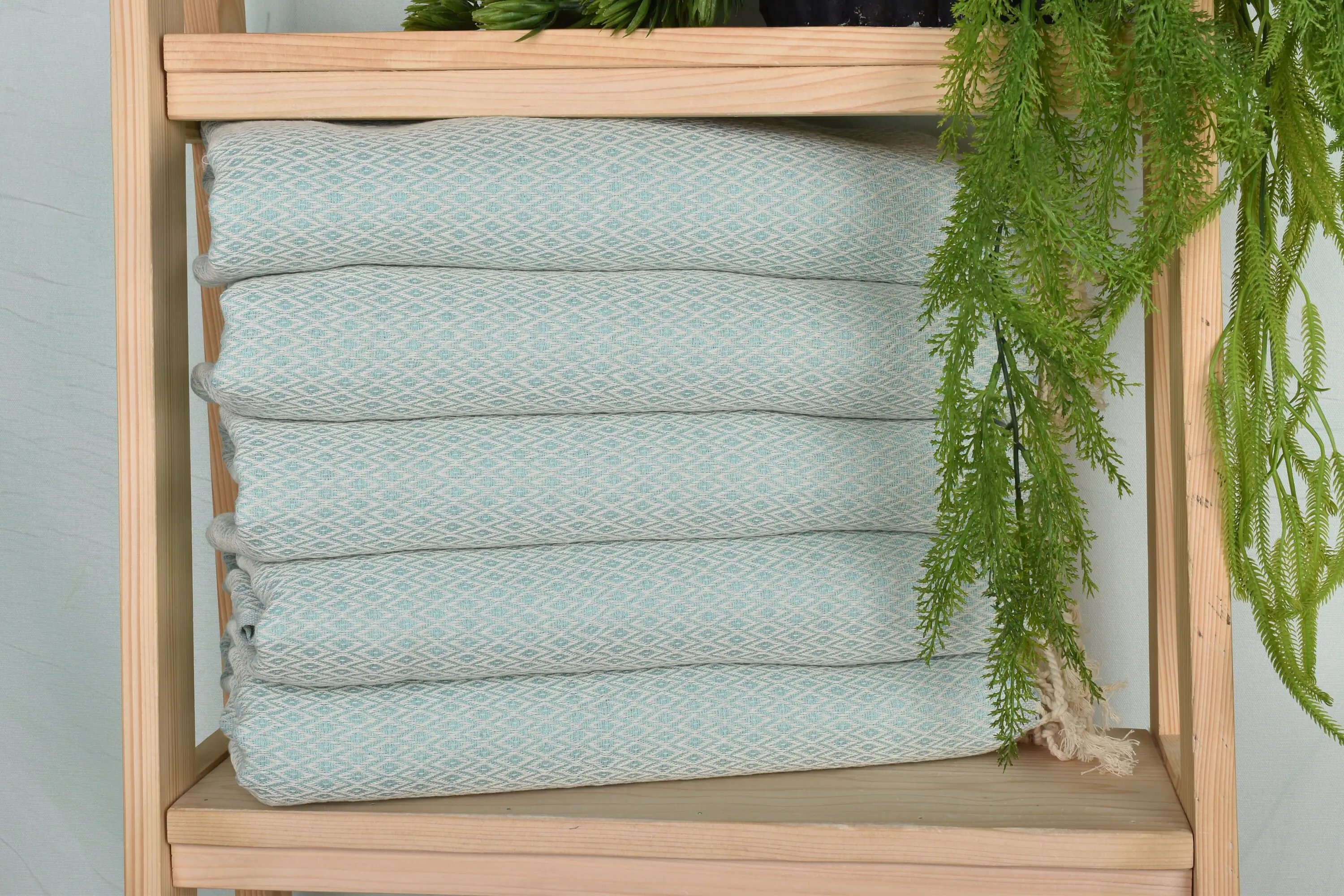 Diamond Hand Towel Mint Cotton, Personalized Kitchen Towel, 20x40 Inches - 1
