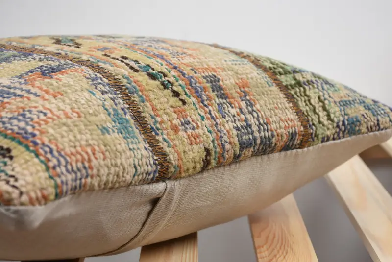 16x16 Blue Cushion, Turkish Pillow, Pillow Sham, Kilim Cushion Sham, Throw Kilim Pillow, Handwoven Cushion Case, Pattern Throw Cushion Cover - 5