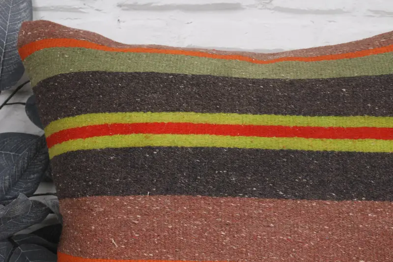 Ethnical Kilim Rug Pillow, Vintage Pillow, Vintage Kilim Pillow Cushion Case, Vintage Kilim Throw Pillow, 20x20 Green Cushion, Pillow Sham - 2