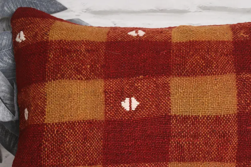 Ethnic Throw Cushion, Cushion, Pillow for Sofa, Bench Pillow Sham, Turkish Kilim Pillow, 12x20 Brown Pillow Sham, Ethnical Kilim Rug Pillow - 2