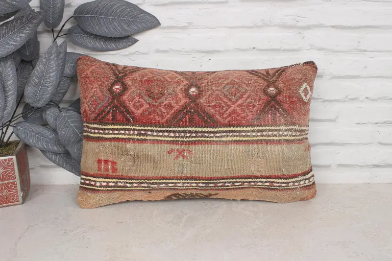 12x20 Red Pillow Cover, Indoor Pillow Sham, Home Decor Pillow, Pillow Cover, Interior Designer Pillow, Kilim Pillow, Designer Throw Cushion - 1