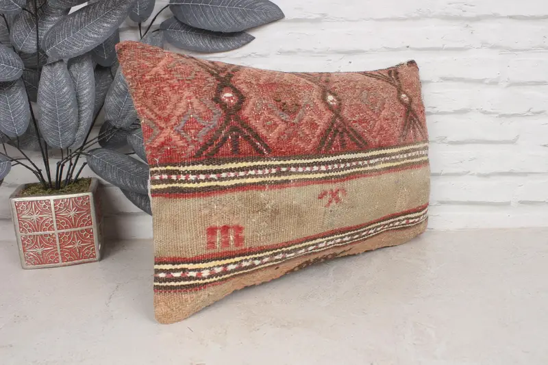 12x20 Red Pillow Cover, Indoor Pillow Sham, Home Decor Pillow, Pillow Cover, Interior Designer Pillow, Kilim Pillow, Designer Throw Cushion - 3