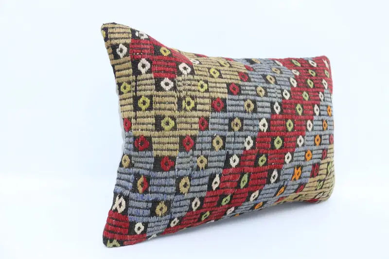 Pillow Cover, Turkish Kilim Pillow, One Of A Kind Pillow Cover, Turkish Pillow, Kilim Cushion Sham, 16x24 Red Cushion Case - 3