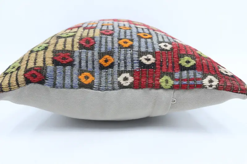 Pillow Cover, Turkish Kilim Pillow, One Of A Kind Pillow Cover, Turkish Pillow, Kilim Cushion Sham, 16x24 Red Cushion Case - 5