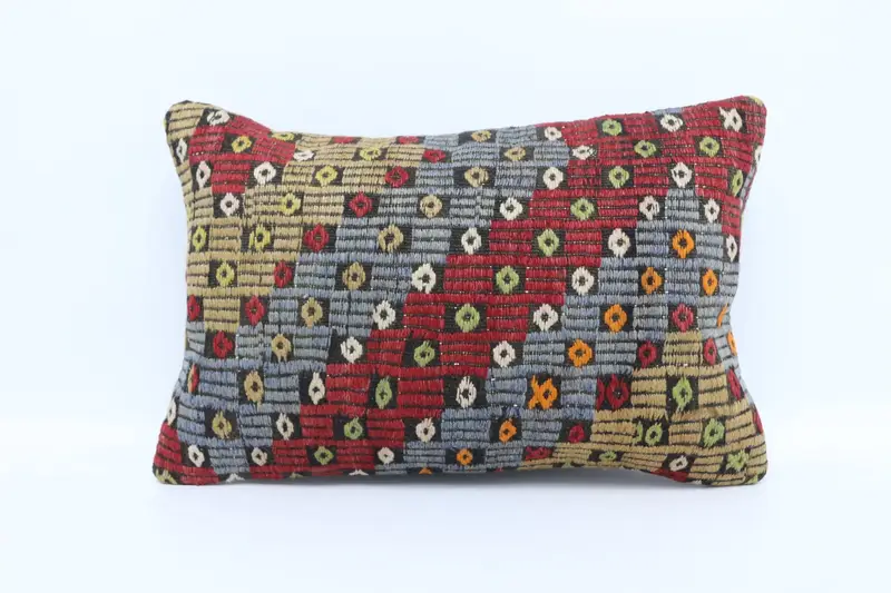 Pillow Cover, Turkish Kilim Pillow, One Of A Kind Pillow Cover, Turkish Pillow, Kilim Cushion Sham, 16x24 Red Cushion Case - 1