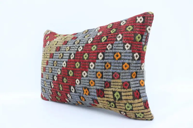 Pillow Cover, Turkish Kilim Pillow, One Of A Kind Pillow Cover, Turkish Pillow, Kilim Cushion Sham, 16x24 Red Cushion Case - 4