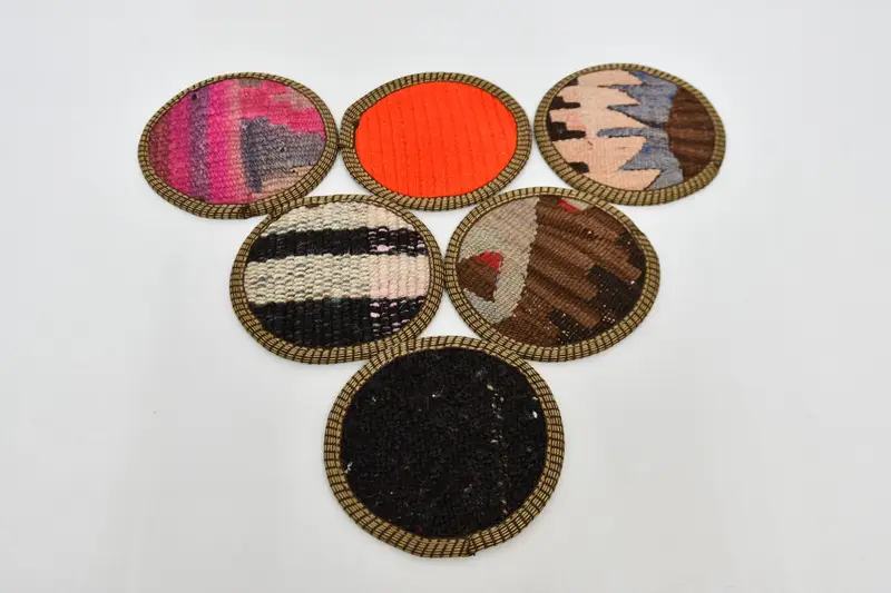 Posavasos bohemios rojos y marrones, posavasos redondos para bebidas étnicas