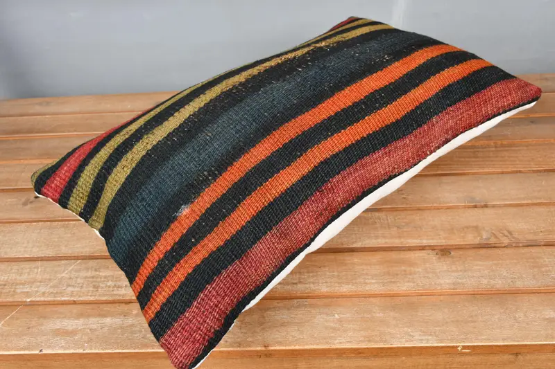 12x20 Orange Pillow Cover, Cushion Cover, Vintage Kilim Pillow, Vintage Pillow, Bed Pillow Cover, Farmhouse Pillow Sham, Pillow for Sofa - 2