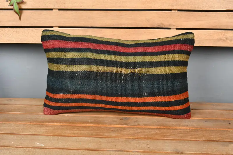 12x20 Orange Pillow Cover, Cushion Cover, Vintage Kilim Pillow, Vintage Pillow, Bed Pillow Cover, Farmhouse Pillow Sham, Pillow for Sofa - 6