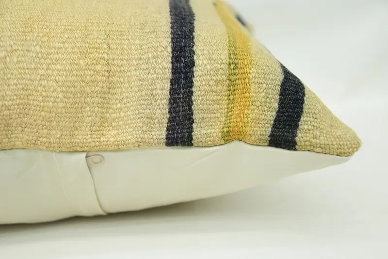 Boho Pillow Sham Cover, 18x18 Beige Pillow, Ethnical Kilim Rug Pillow, Cushion Cover, Interior Designer Pillow, Customized Pillow Case - 5
