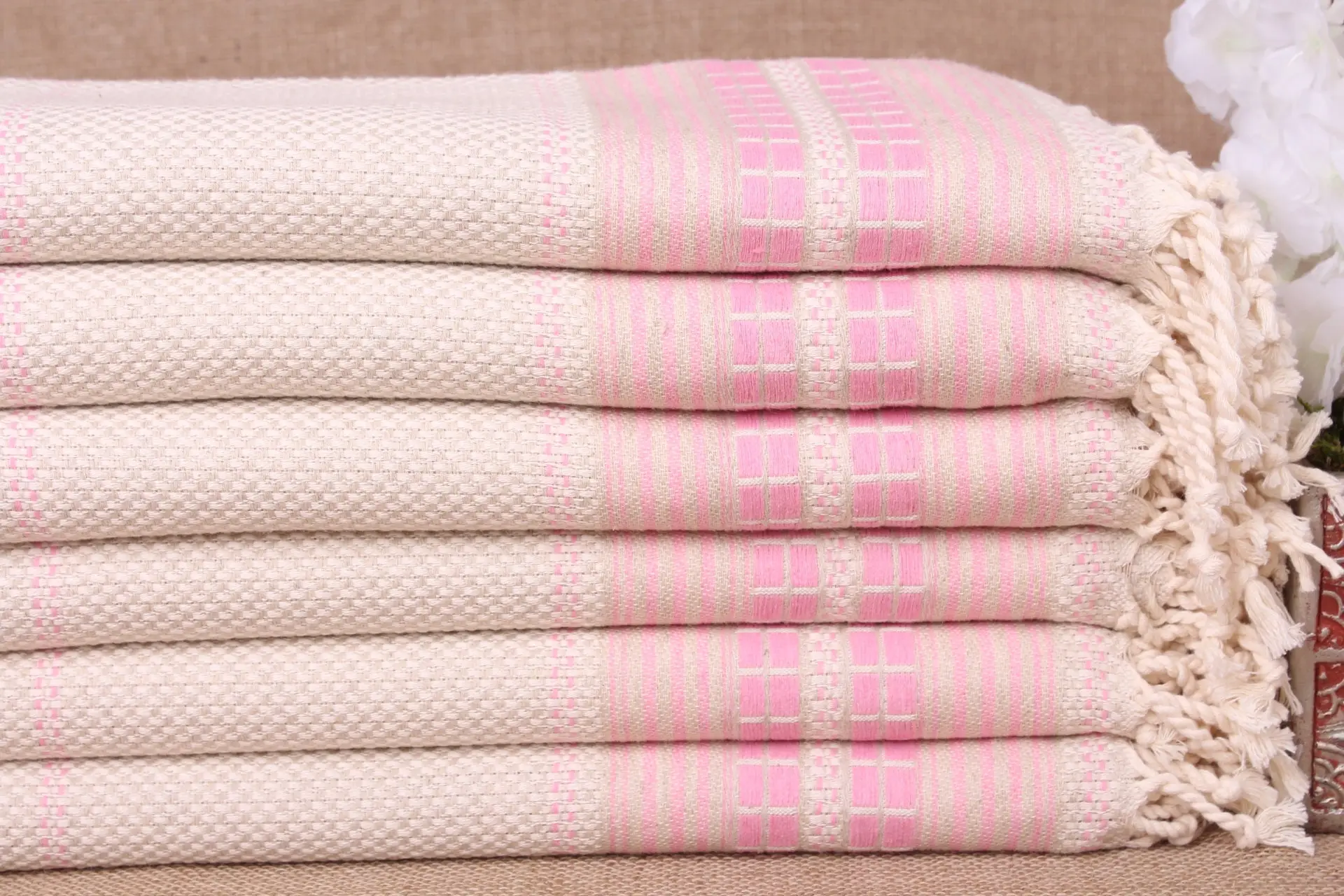 Custom Pink Towel Bachelorette Linen Towel, 38x65 Inches - 1