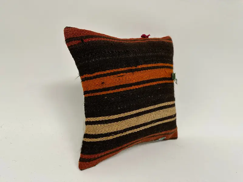 Handmade Rug Seat Cushion, Tribal Pillow Sham, 12x12 Brown Cushion Case, Home Decor Pillow, Pillow Cover, Boho Pillow, Turkish Kilim Pillow - 3