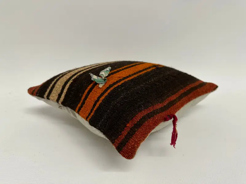Handmade Rug Seat Cushion, Tribal Pillow Sham, 12x12 Brown Cushion Case, Home Decor Pillow, Pillow Cover, Boho Pillow, Turkish Kilim Pillow - 6