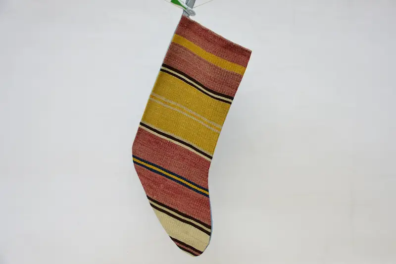 Kırmızı ve Sarı Noel Süs Çorabı, 9 İnç Geniş Şenlik Çorabı