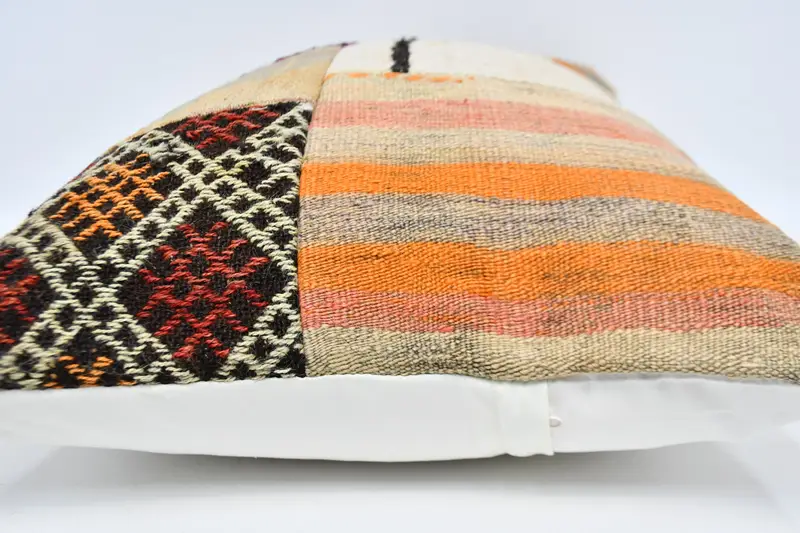 Pillow Cover, Pastel Pillow, Kilim Pillow Cover, 20x28 White Pillow Sham, Boho Pillow, Kilim Pillow, Floor Pillow, Yoga Pillow Sham - 5