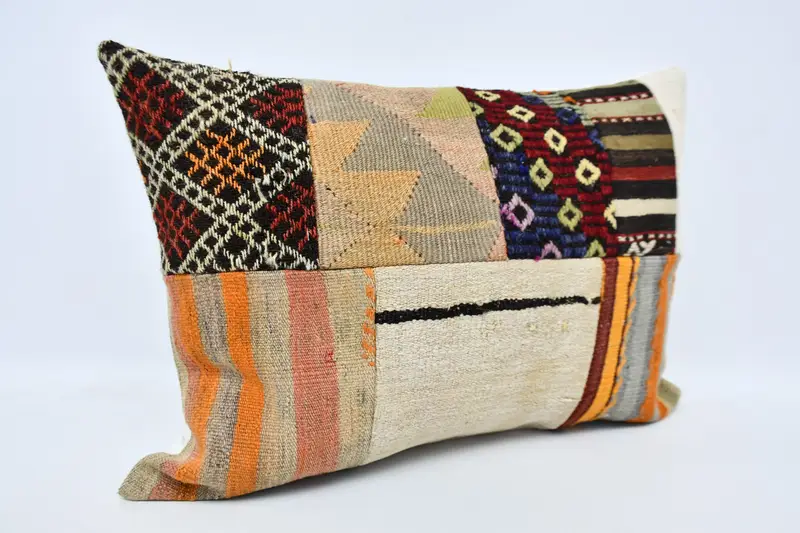 Pillow Cover, Pastel Pillow, Kilim Pillow Cover, 20x28 White Pillow Sham, Boho Pillow, Kilim Pillow, Floor Pillow, Yoga Pillow Sham - 3