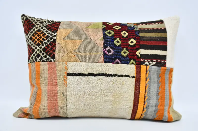Pillow Cover, Pastel Pillow, Kilim Pillow Cover, 20x28 White Pillow Sham, Boho Pillow, Kilim Pillow, Floor Pillow, Yoga Pillow Sham - 1