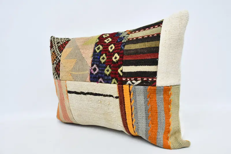 Pillow Cover, Pastel Pillow, Kilim Pillow Cover, 20x28 White Pillow Sham, Boho Pillow, Kilim Pillow, Floor Pillow, Yoga Pillow Sham - 4