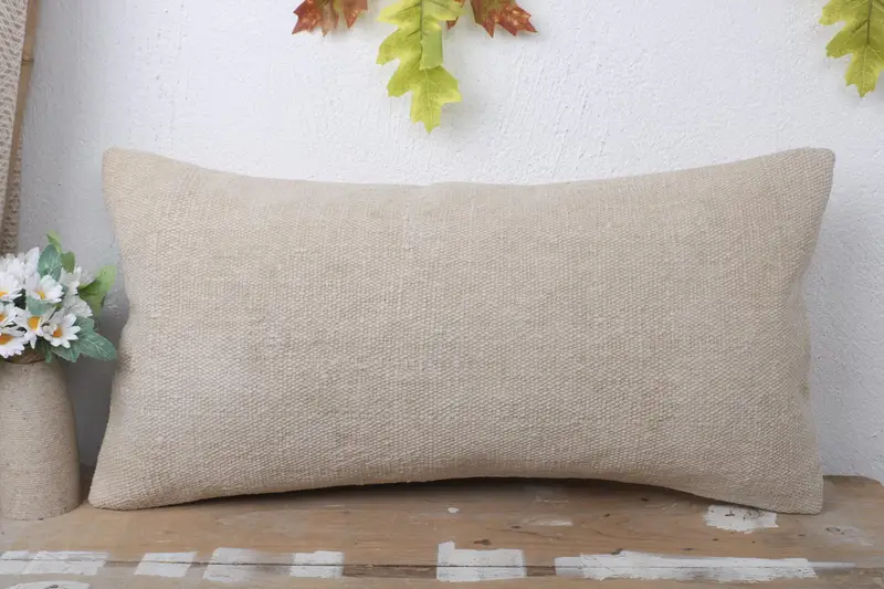 Pillow for Couch, 12x24 Beige Pillow Sham, Pillow, Southwestern Cushion, Turkish Kilim Pillow, Vintage Kilim Throw Pillow, Ethnic Pillow Case - 2