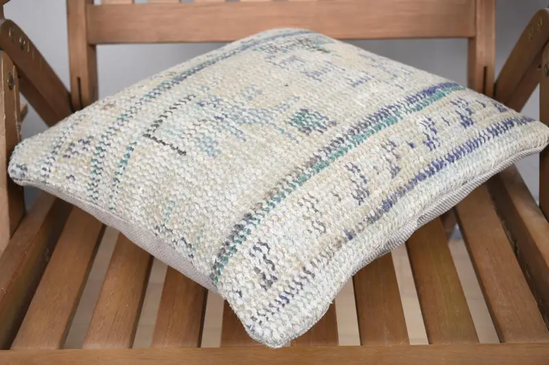 14x14 Beige Pillow Cover, Ethnical Kilim Rug Pillow, Shabby Chic Cushion Case, Pillow, Boho Pillow Sham Cover, Throw Kilim Pillow - 4