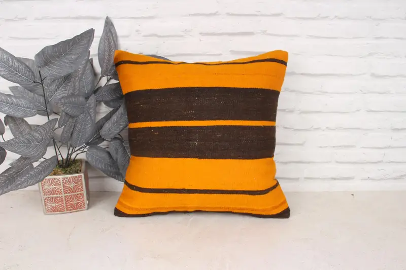 Home Decor Pillow, 18x18 Orange Cushion Cover, Pillow Sham, Vintage Kilim Throw Pillow, Interior Designer Pillow, One Of A Kind Pillow - 1