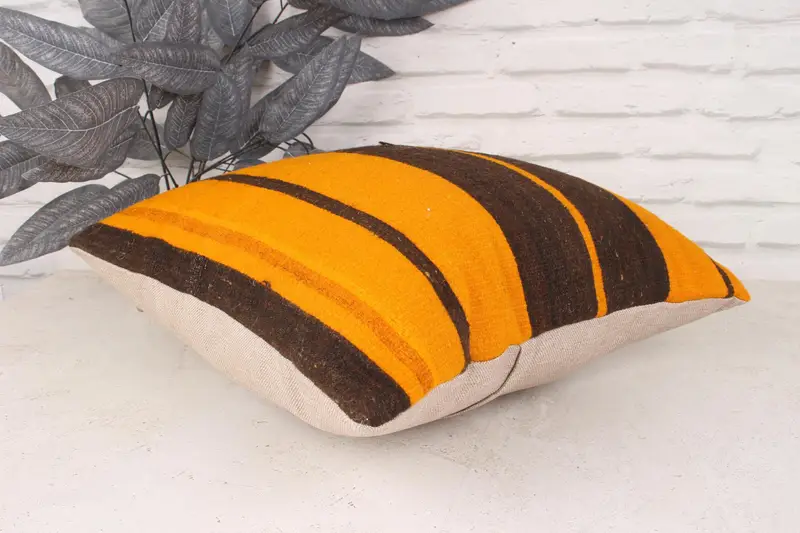 Home Decor Pillow, 18x18 Orange Cushion Cover, Pillow Sham, Vintage Kilim Throw Pillow, Interior Designer Pillow, One Of A Kind Pillow - 6