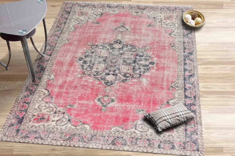 Alfombra estampada con estampado floral de medallón, diseño vintage de estilo antiguo