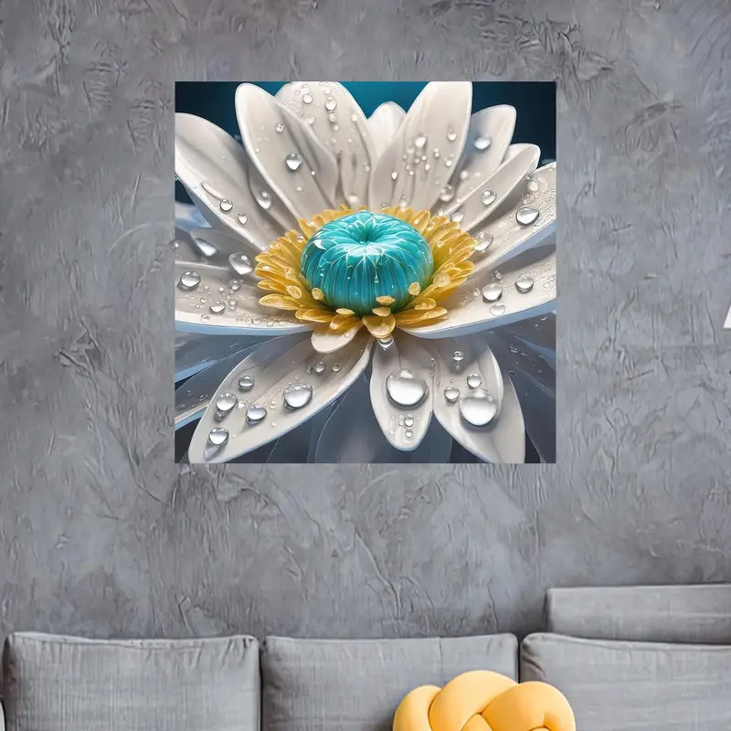 モダンなデイジーホワイトフラワープリントキャンバス - エレガントなウォールアート