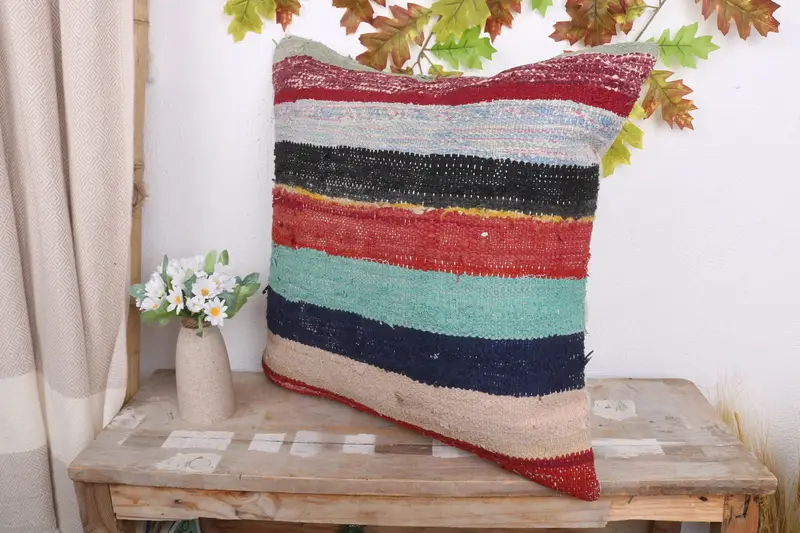 Kilim Pillow, Couch Pillow Cover, Home Decor Pillow, Kilim Pillow Cover, Cushion Case, 20x20 Red Cushion, Accent Throw Cushion Cover - 4