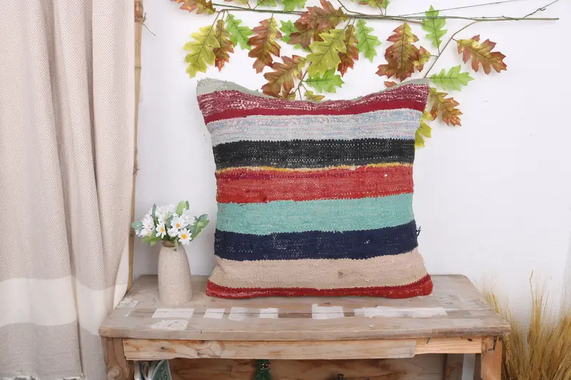 Kilim Pillow, Couch Pillow Cover, Home Decor Pillow, Kilim Pillow Cover, Cushion Case, 20x20 Red Cushion, Accent Throw Cushion Cover - 1