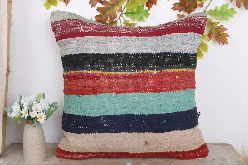 Kilim Pillow, Couch Pillow Cover, Home Decor Pillow, Kilim Pillow Cover, Cushion Case, 20x20 Red Cushion, Accent Throw Cushion Cover - 2