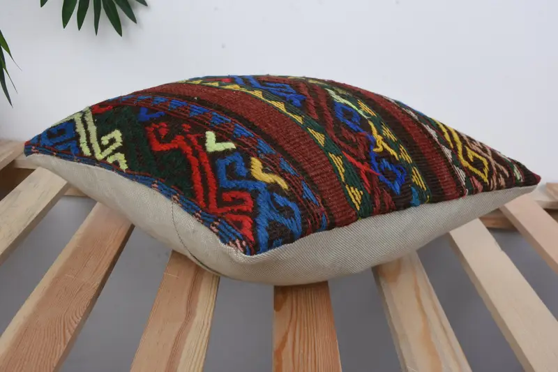Handmade Throw Cushion Case, Pet Pillow, Pillow for Sofa, Pillow Cover, Gift Pillow, Boho Pillow, 14x14 Red Cushion Case, Southwestern Cushion Case - 6